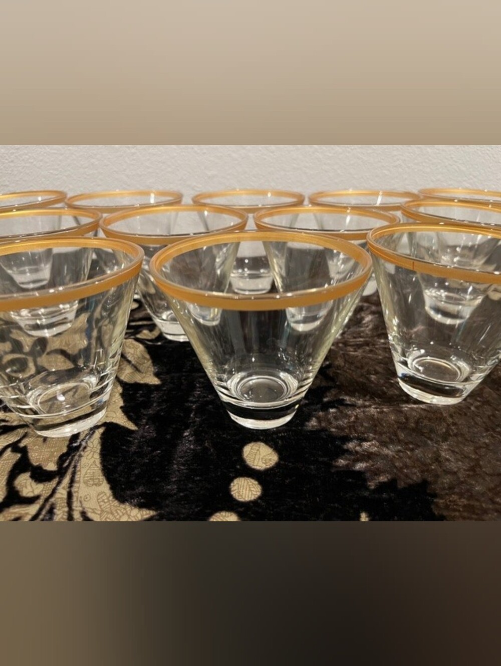 MCM Gold Rim Vodka/Cocktail Glasses Set Of 2 - Picture 6 of 13
